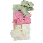 Set 6 băng đô nơ ruy băng vải gân Danbar nhiều màu