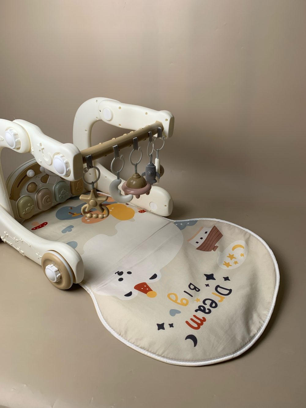 Thảm nhạc, đàn piano, xe tập đi cho bé hoạ tiết vũ trụ màu trắng be (no box) - Ảnh 4