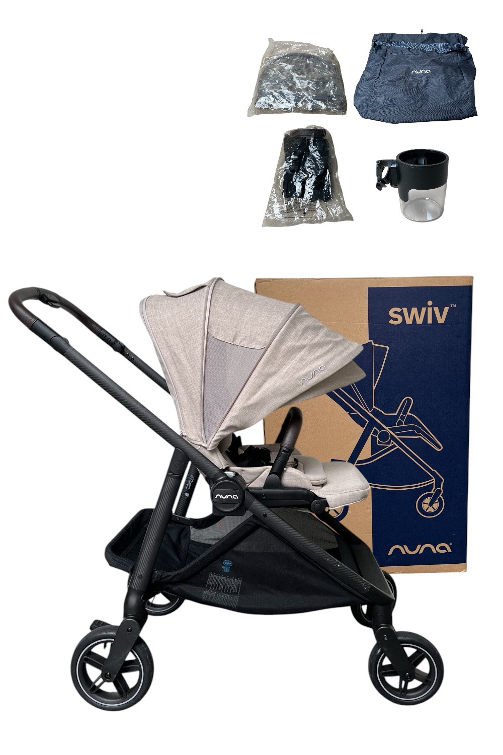 2aa18311512d424886b540a05453159a Xe đẩy Nuna Swiv với bánh xoay 360° màu biscotti (size: 0->22kg~4y) fullbox, full phụ kiện, còn BH: 21/6/2027 - Ảnh 1