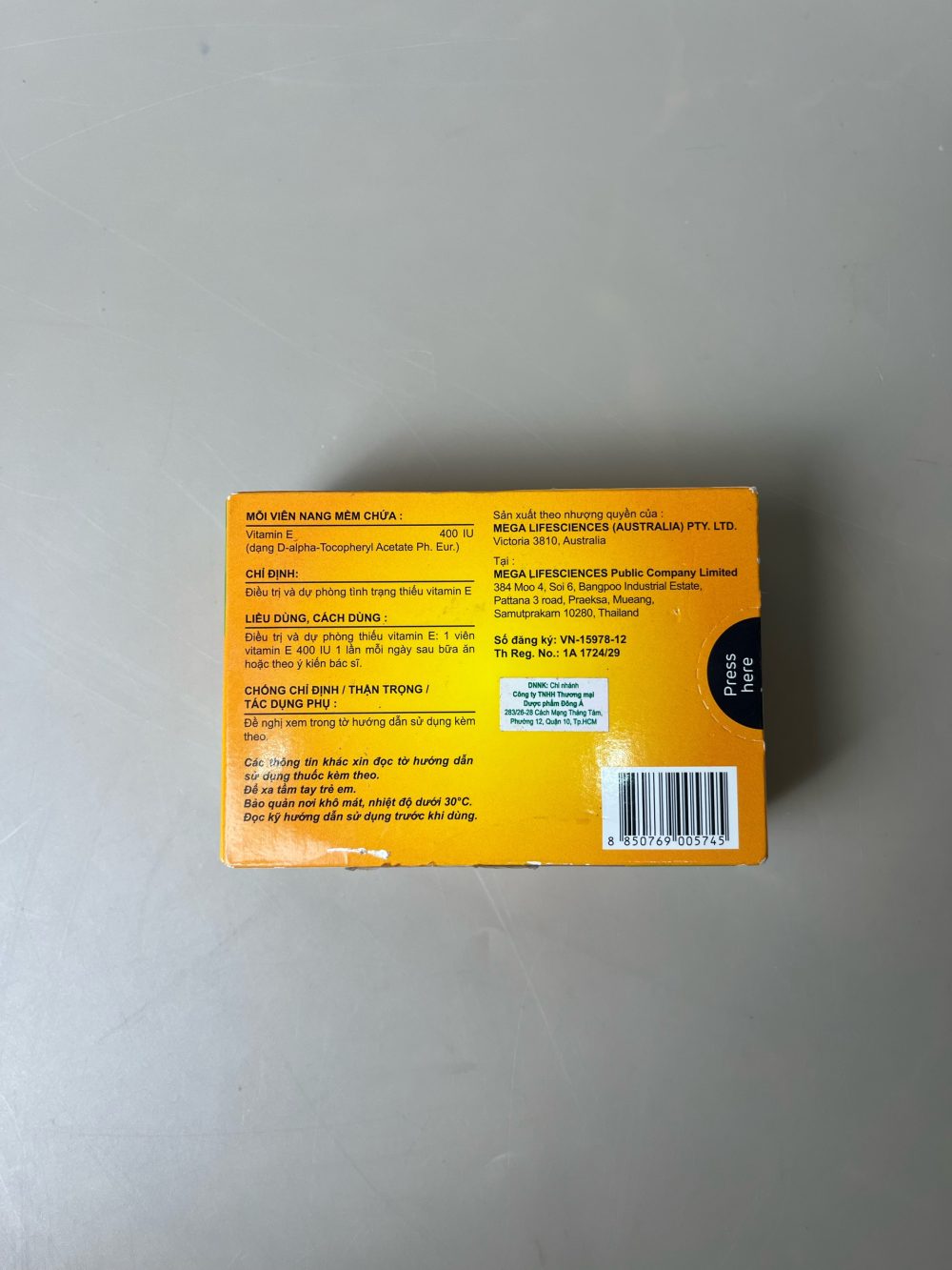 Thuốc Enat 400 MEGA We care điều trị và dự phòng tình trạng thiếu Vitamin E (3 vỉ x 10 viên) Date:23/3/2027 - Ảnh 4