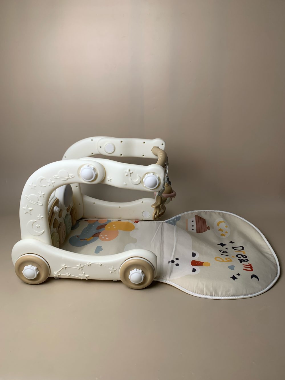 Thảm nhạc, đàn piano, xe tập đi cho bé hoạ tiết vũ trụ màu trắng be (no box) - Ảnh 6