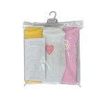 Set 3 bodysuit dài tay Mothercare màu vàng, trắng, hồng (size 6→9m)