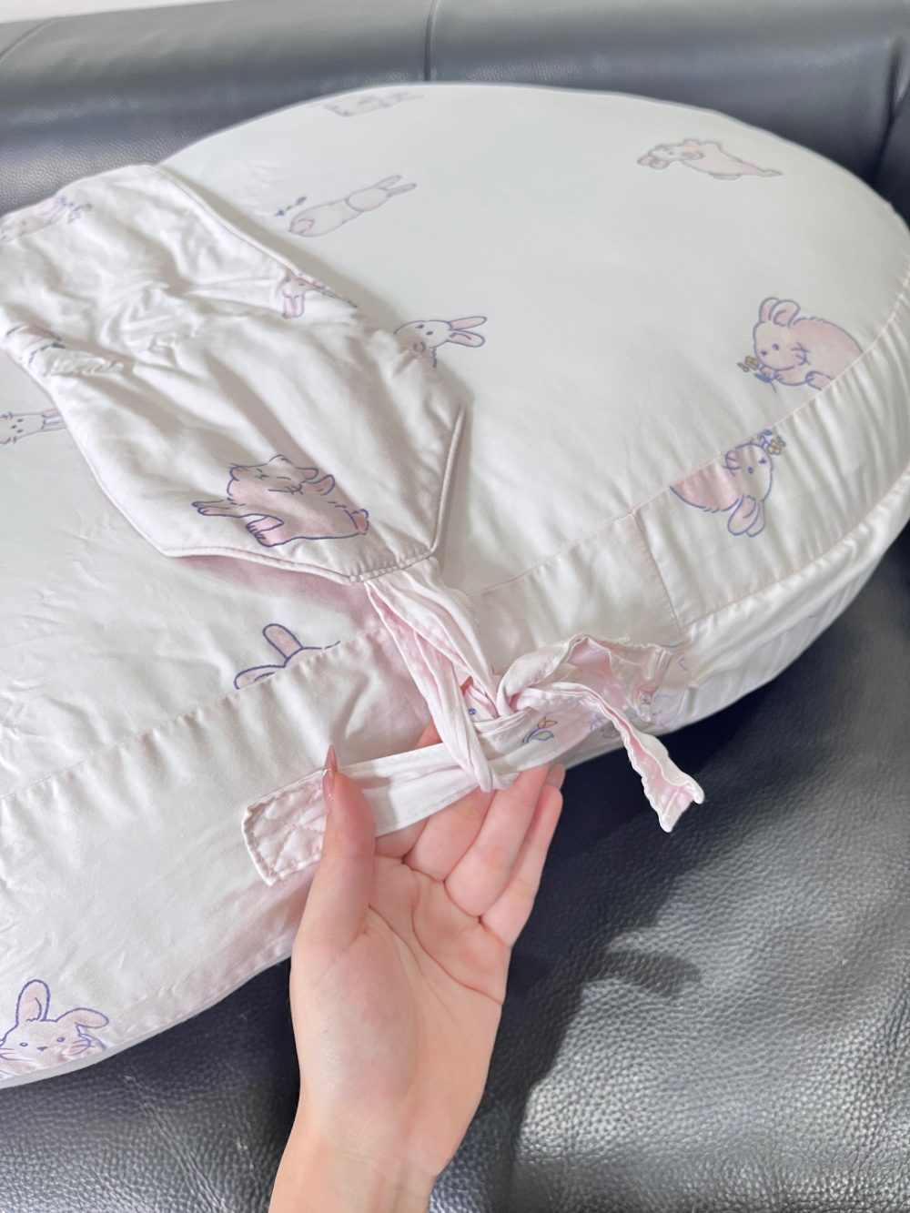 Gối chống trào ngược Dono&Dono vải cotton 4 mùa họa tiết thỏ hồng - Ảnh 7