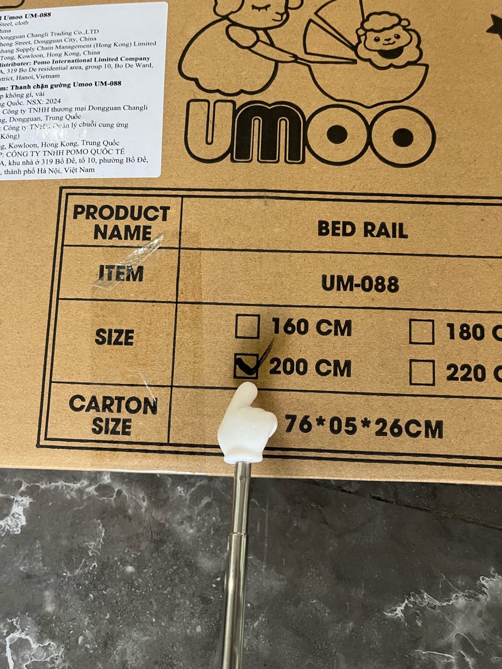 Thanh chắn giường Umoo bản nâng cấp màu ghi (KT: 200x73cm) full box - Ảnh 8