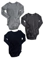 Set 3 bodysuit dài tay H&M màu xám, đen (size 1,5→2y)