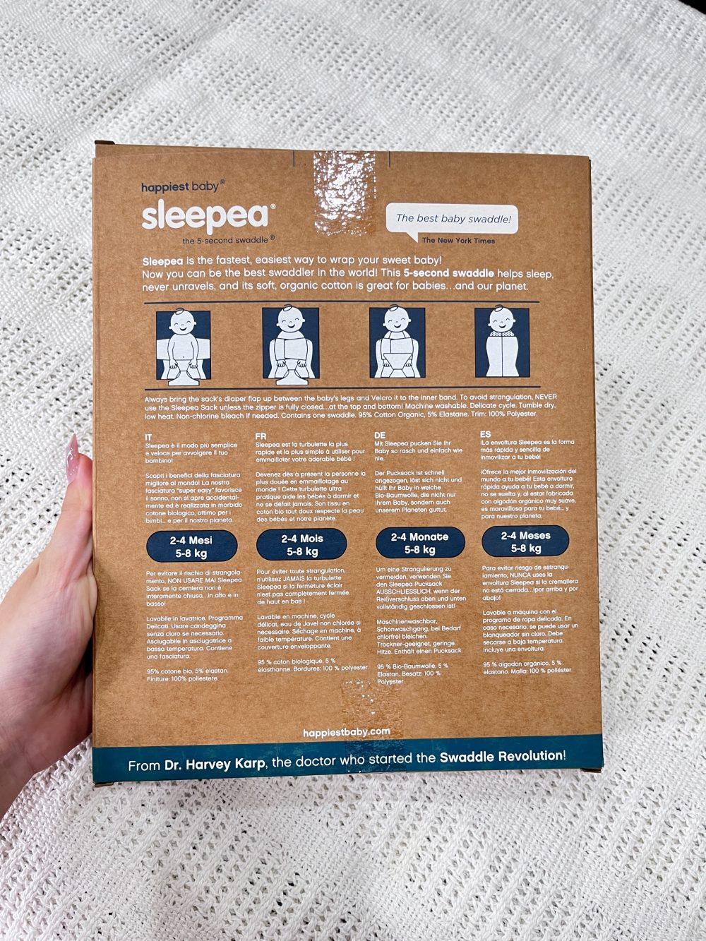Chũn quấn HAPPIEST BABY Sleepea size M/2→4m~5→8kg (full box) - Ảnh 6
