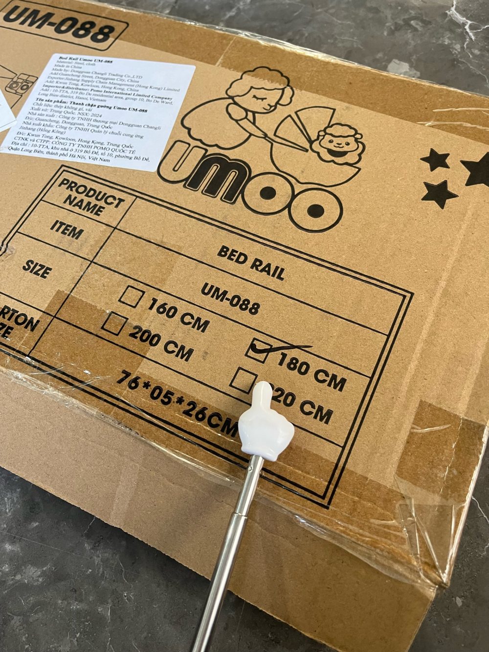 Thanh chắn giường Umoo bản nâng cấp màu ghi (KT: 180x73cm) - Ảnh 5