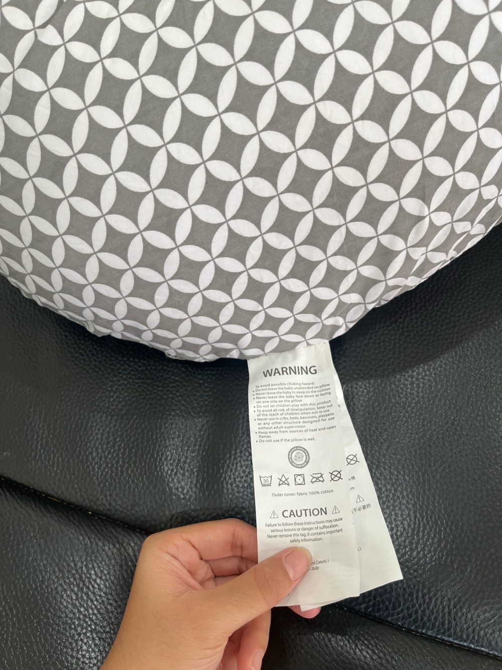 Gối cho bé bú Boppy Charcoal Geo Circles(còn túi đựng) - Ảnh 13