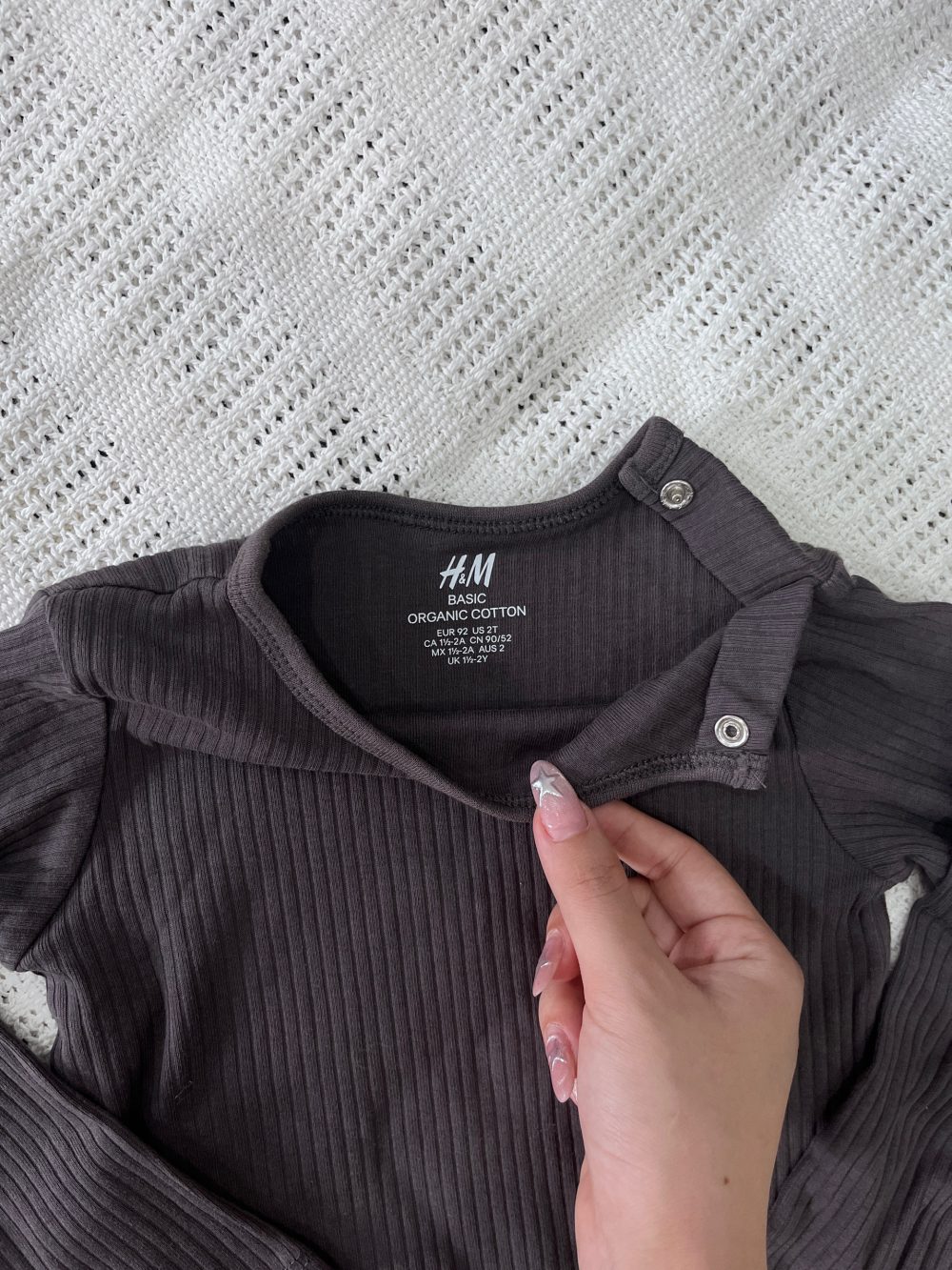 Set 3 bodysuit dài tay H&M màu xám, đen (size 1,5→2y) - Ảnh 6