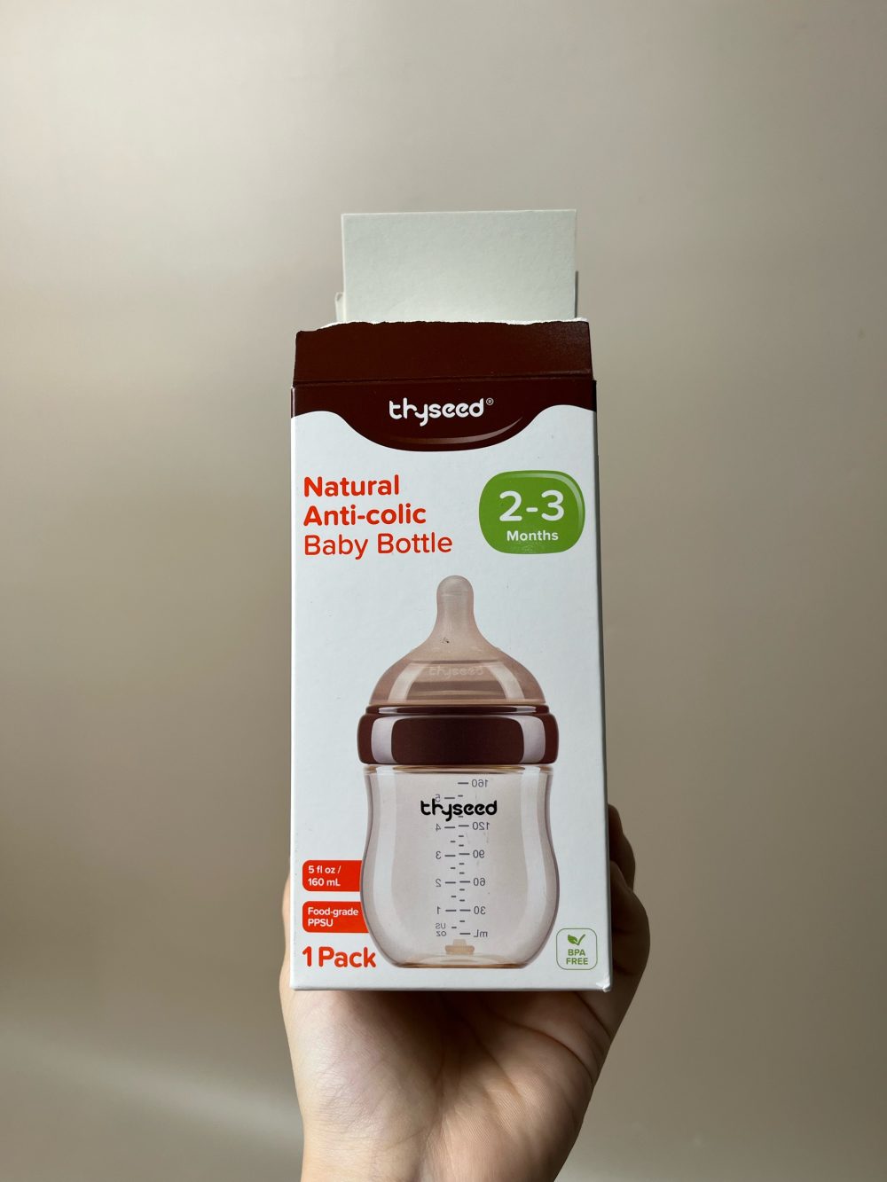 Bình sữa Thyseed PPSU cổ rộng 160ml (kèm núm ti size: 2->3m),full box - Ảnh 3