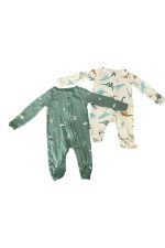 Set 2 bộ sleepsuit Carter’s hoạ tiết rừng khủng long ( size: newborn )