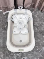 Chậu tắm gấp gọn kèm phao Inha màu xám tặng kèm mũ tắm No brand - Ảnh 3
