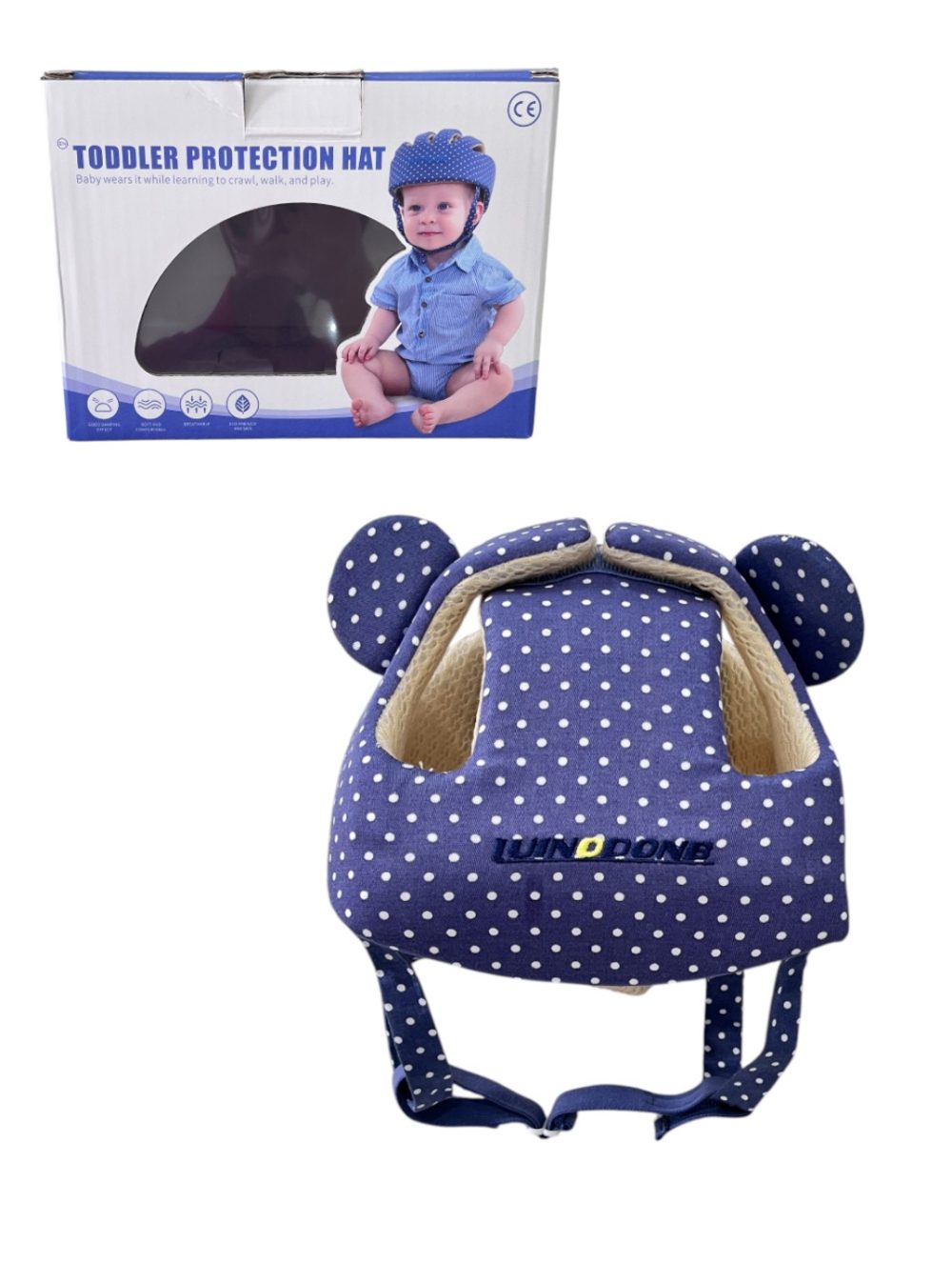Mũ bảo hiểm cho bé tập bò, tập đi Luinodonb màu xanh (full box) - Ảnh 1