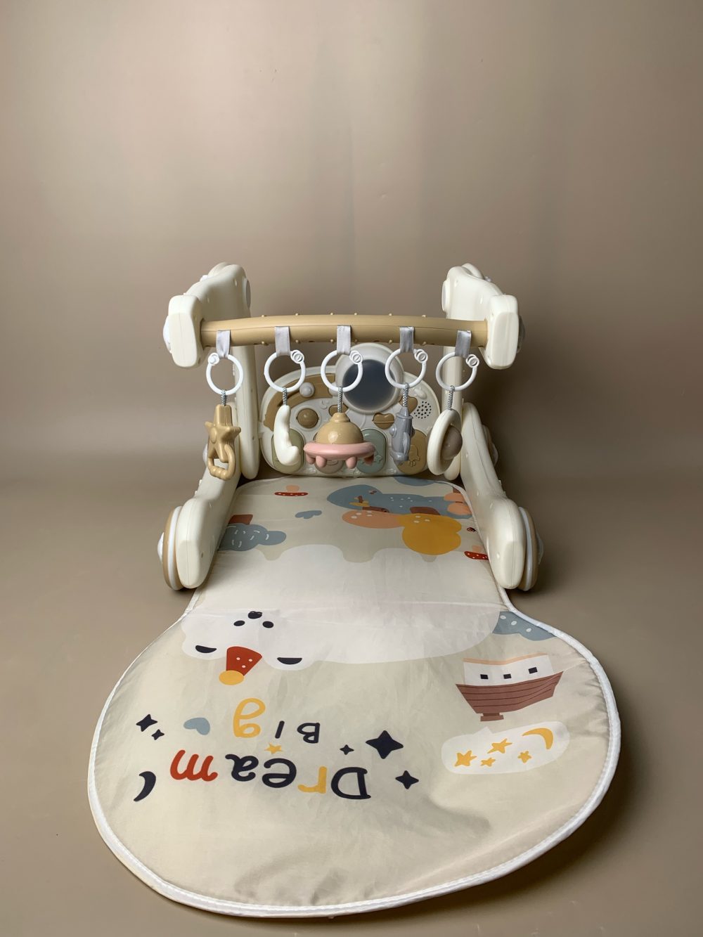 Thảm nhạc, đàn piano, xe tập đi cho bé hoạ tiết vũ trụ màu trắng be (no box) - Ảnh 10