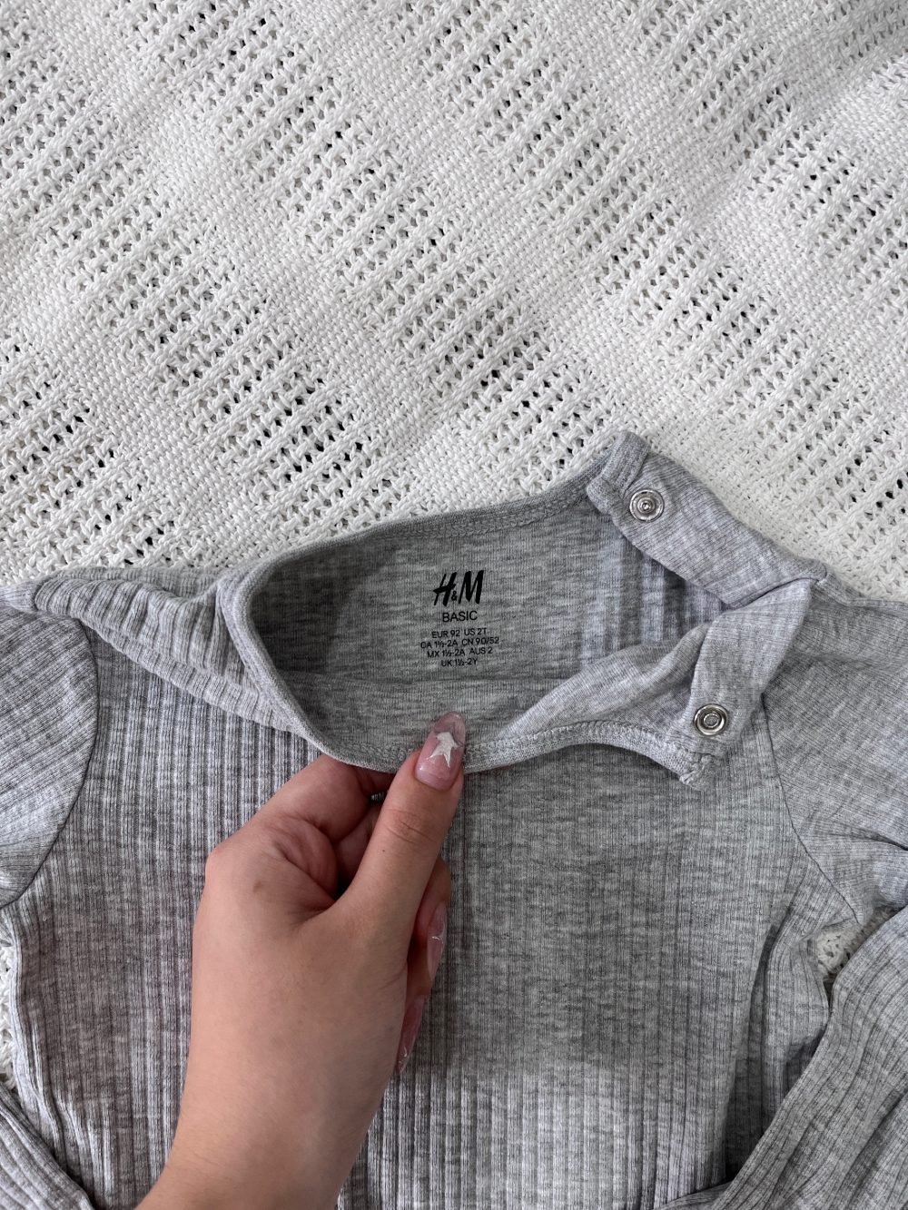 Set 3 bodysuit dài tay H&M màu xám, đen (size 1,5→2y) - Ảnh 5
