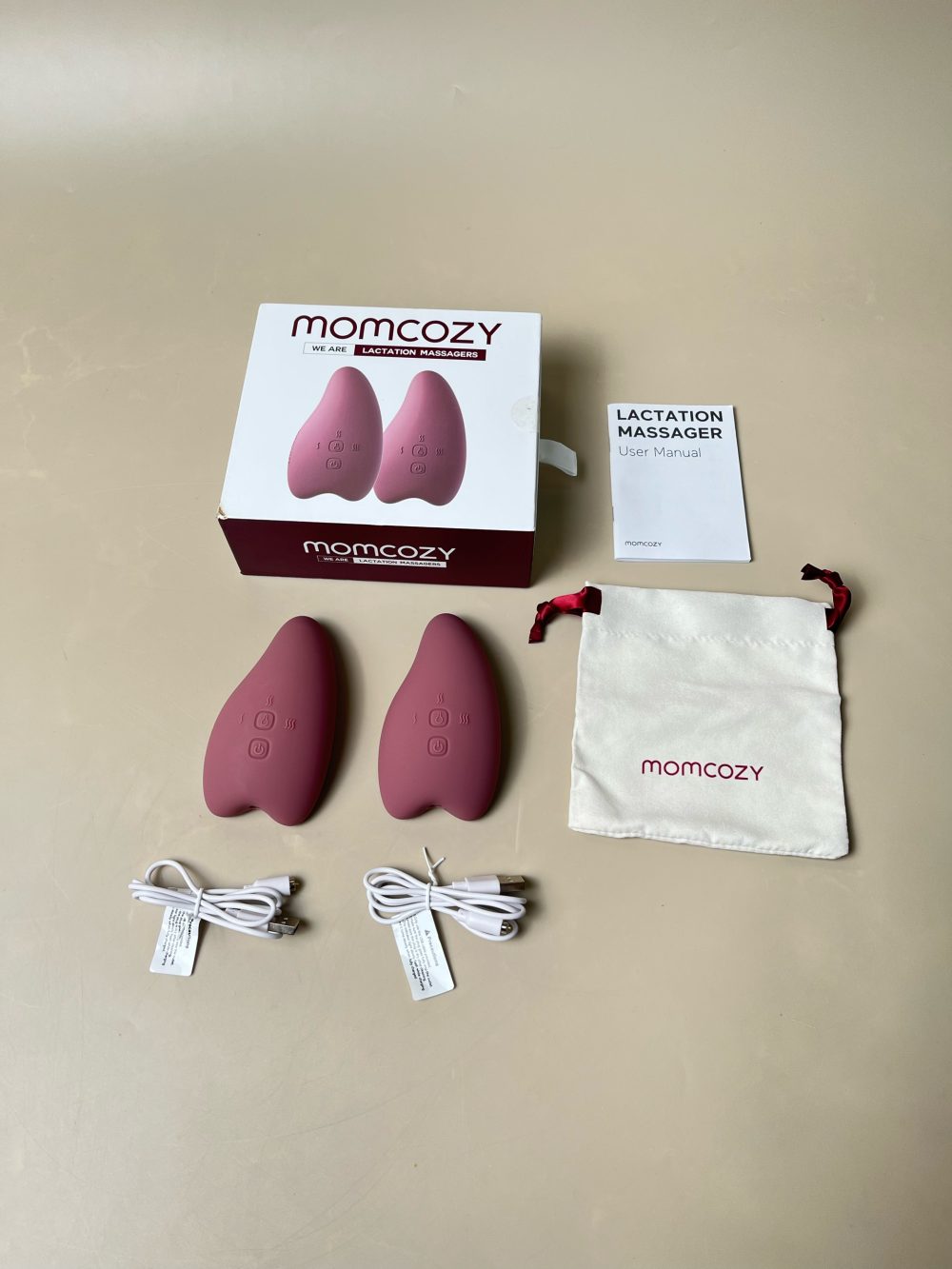 Máy massage ngực Momcozy màu hồng (Máy đôi, full box) - Ảnh 2