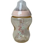 Bình Tommee Tipee 260ml hoạ tiết bướm màu hồng (no box) kèm núm ti số 2 ( size: 3->6m)