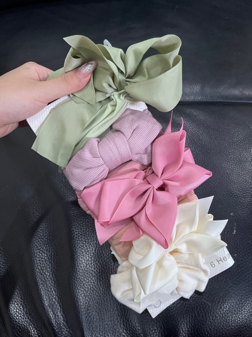 Set 6 băng đô nơ ruy băng vải gân Danbar nhiều màu - Ảnh 7