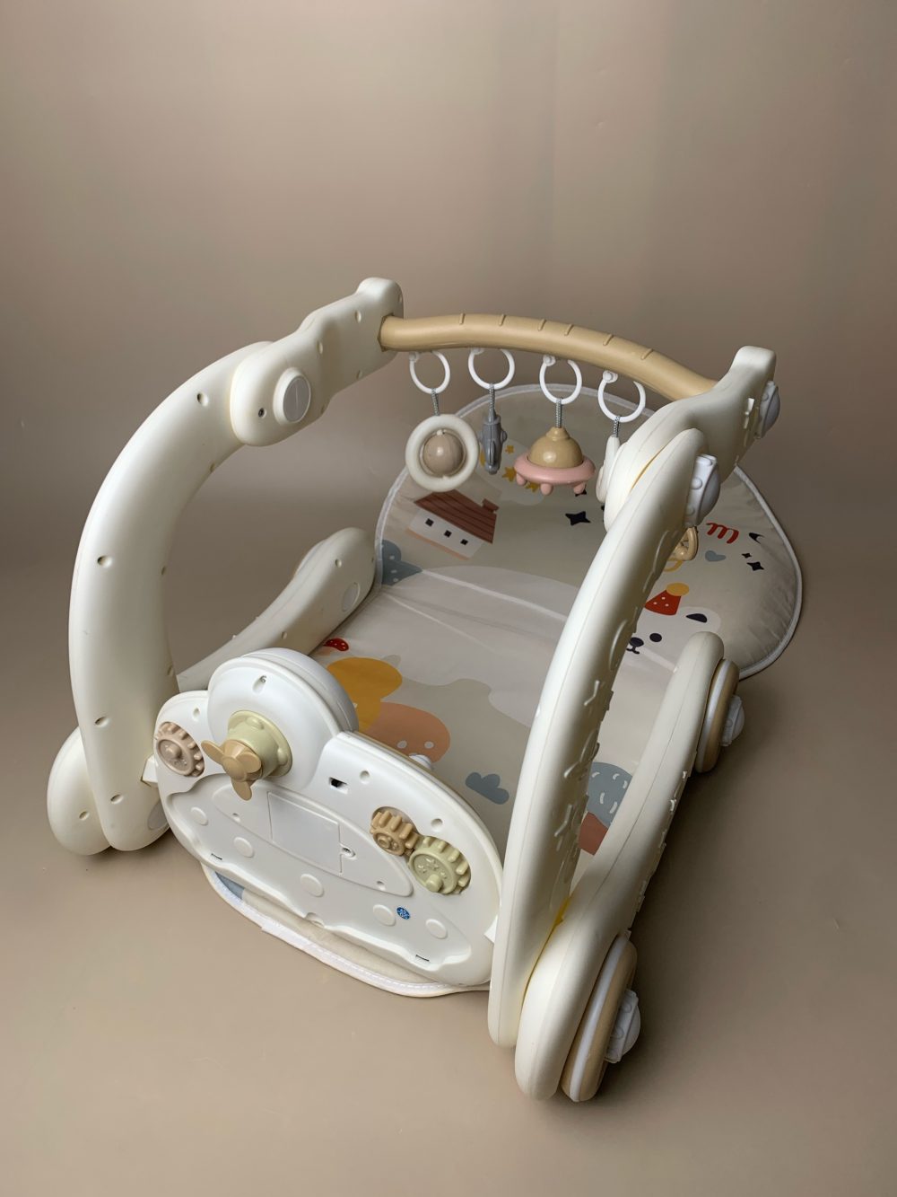Thảm nhạc, đàn piano, xe tập đi cho bé hoạ tiết vũ trụ màu trắng be (no box) - Ảnh 5