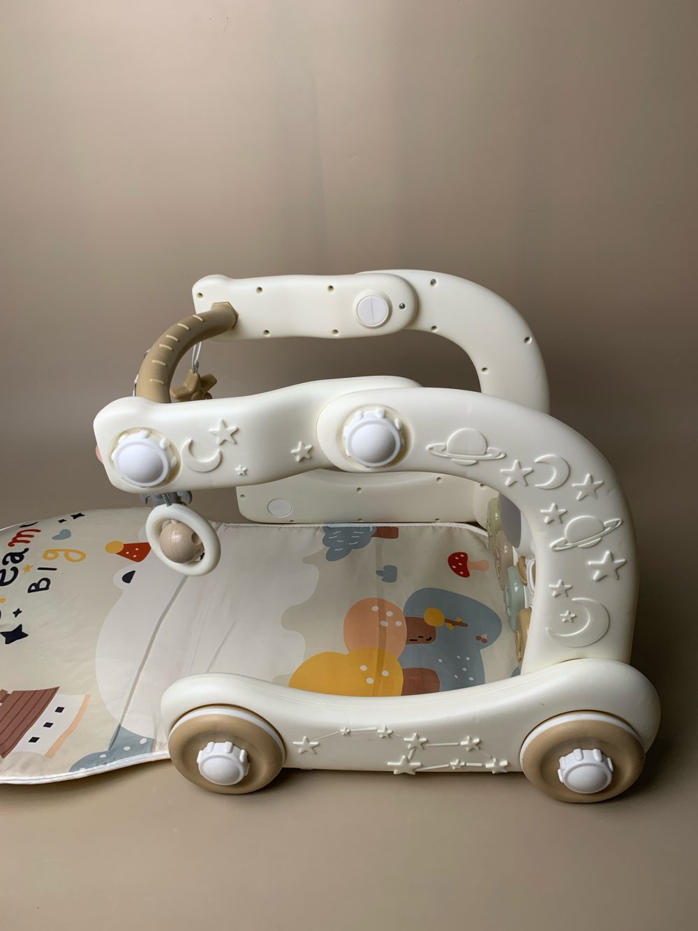 Thảm nhạc, đàn piano, xe tập đi cho bé hoạ tiết vũ trụ màu trắng be (no box) - Ảnh 18