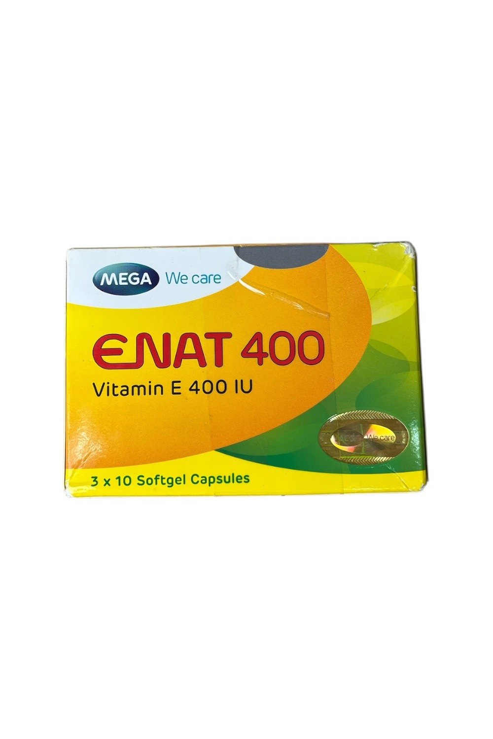e0951e5214234163913672b9f40e9741 Thuốc Enat 400 MEGA We care điều trị và dự phòng tình trạng thiếu Vitamin E (3 vỉ x 10 viên) Date:23/3/2027 - Ảnh 1