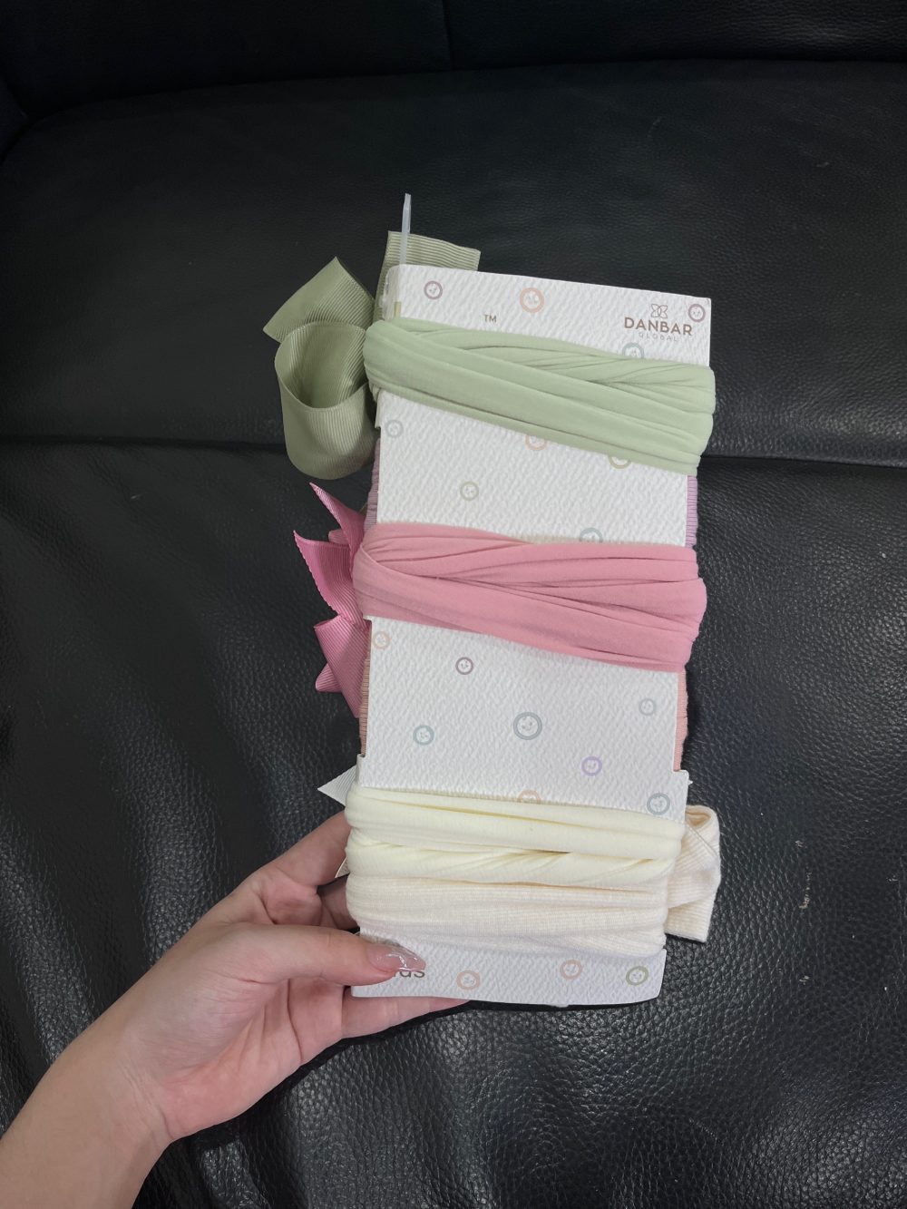 Set 6 băng đô nơ ruy băng vải gân Danbar nhiều màu - Ảnh 3