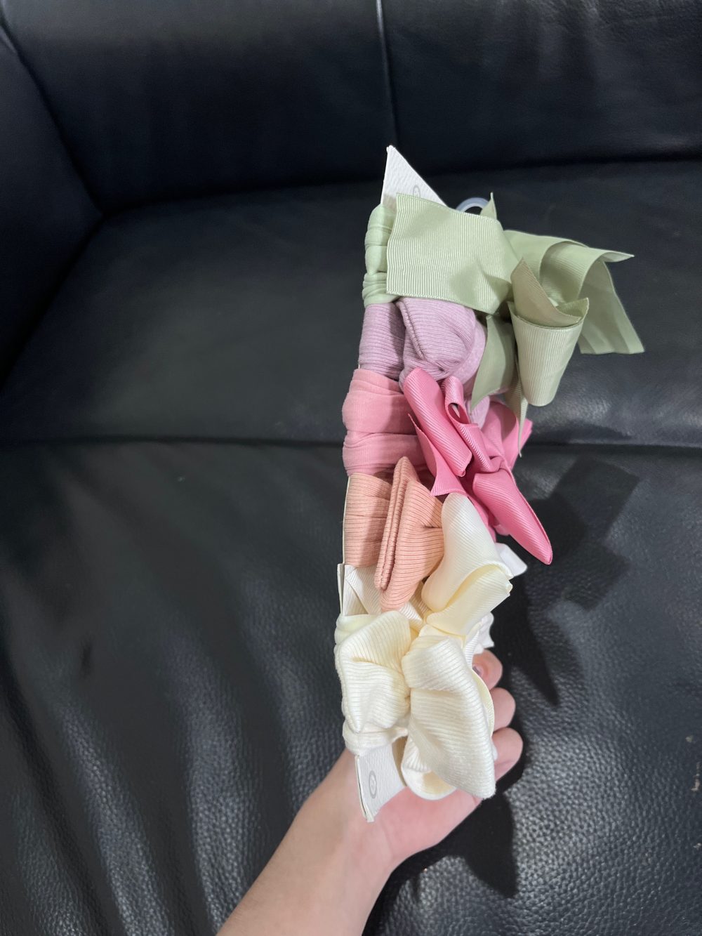Set 6 băng đô nơ ruy băng vải gân Danbar nhiều màu - Ảnh 5